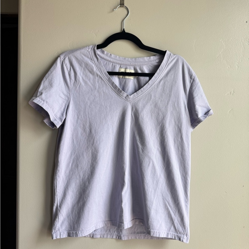 Pact Organic Cotton V-Neck Tee Clean Girl Purple Euro Summer Loungewear Top M